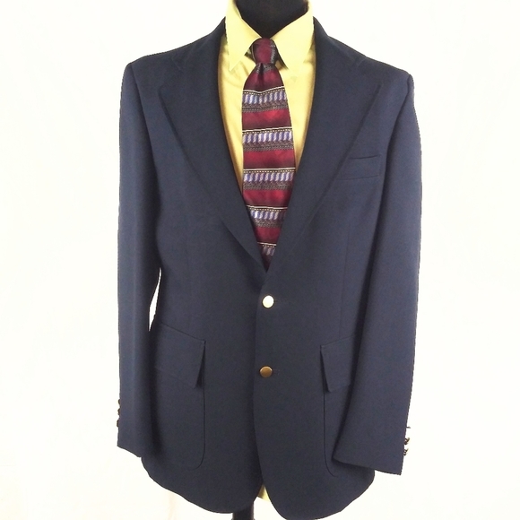 Vintage Levi's LP Panatela Navy Blue Sportswear Blazer Gold Button Size 42L - Picture 1 of 9